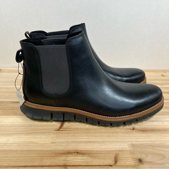 COLE HAAN ZeroGrand Chelsea leather boots Waterproof mens 11.5 Black New in Box - Picture 1 of 12
